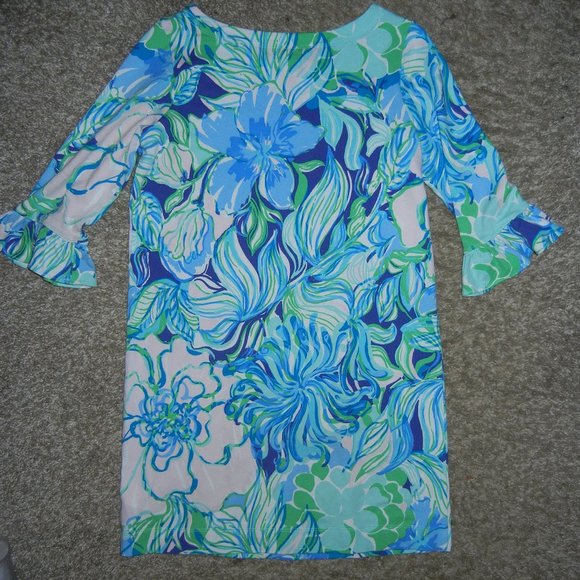 Lilly Pulitzer Girls Mini Sophie Ruffle Sun Dress UPF 50+ Size 8-10 Party Thyme - Picture 4 of 4